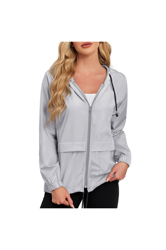 Rain Coats for Women Waterproof with Hood Packable Rain Jackets Womens Lightweight Rain Jackets Outdoor Gray S