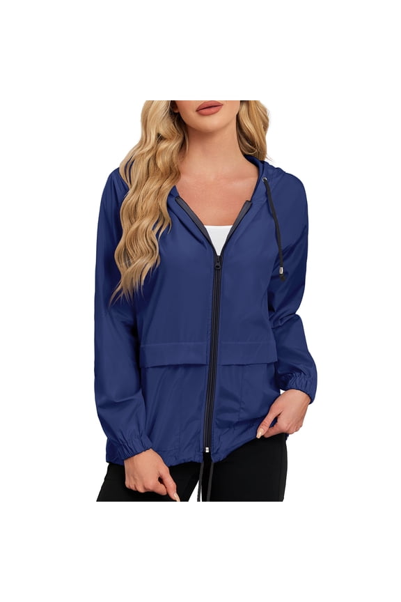 Rain Coats for Women Waterproof with Hood Packable Rain Jackets Womens Lightweight Rain Jackets Outdoor Navy S