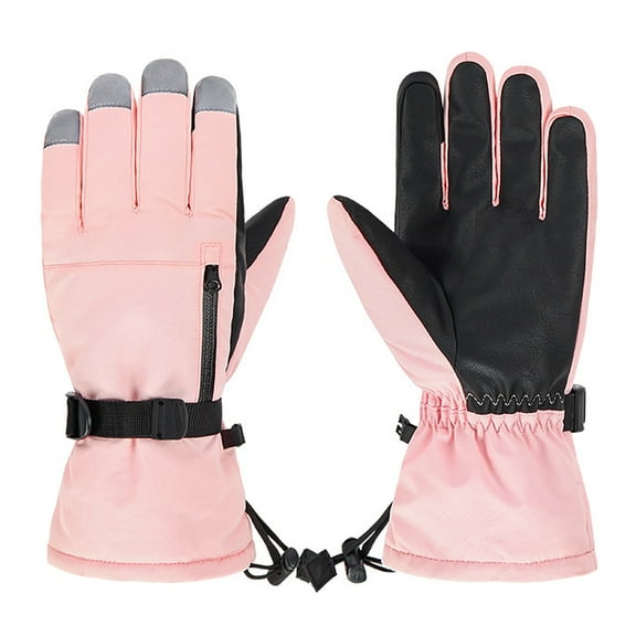 American Trends Ski Gloves Men Touchscreen Gloves Snow Gloves Women Mens Winter Waterproof Gloves Warm Windproof Gloves L Pink