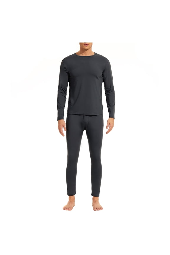 Soft Mens Long Johns Thermal Underwear Two Piece Thermal Underwear Set for Men Dark Grey XL