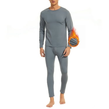 American Trends Soft Mens Long Johns Thermal Underwear Two Piece Thermal Underwear Set for Men Light Grey 2XL