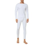 PONCEAU Soft Mens Long Johns Thermal Underwear Two Piece Thermal Underwear Set for Men White L