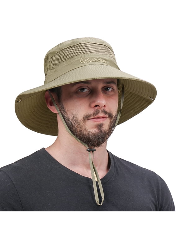 Sun Hats for Men Women Wide Brim Fishing Hat Summer Bucket Hat Boonie Hat Outdoor UPF 50+ Sun Protection Safari Sun Hat Dark Khaki