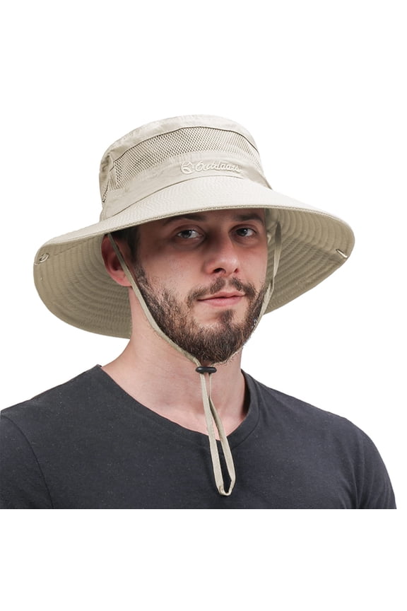 Sun Hats for Men Women Wide Brim Fishing Hat Summer Bucket Hat Boonie Hat Outdoor UPF 50+ Sun Protection Safari Sun Hat Light Beige