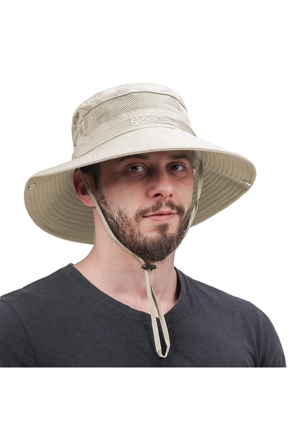 Sun Hats for Men Women Wide Brim Fishing Hat Summer Bucket Hat Boonie Hat Outdoor UPF 50+ Sun Protection Safari Sun Hat Light Beige