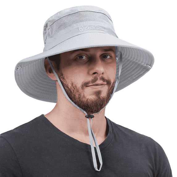 American Trends Sun Hats for Men Women Wide Brim Fishing Hat Summer Bucket Hat Boonie Hat Outdoor UPF 50+ Sun Protection Safari Sun Hat Light Gray