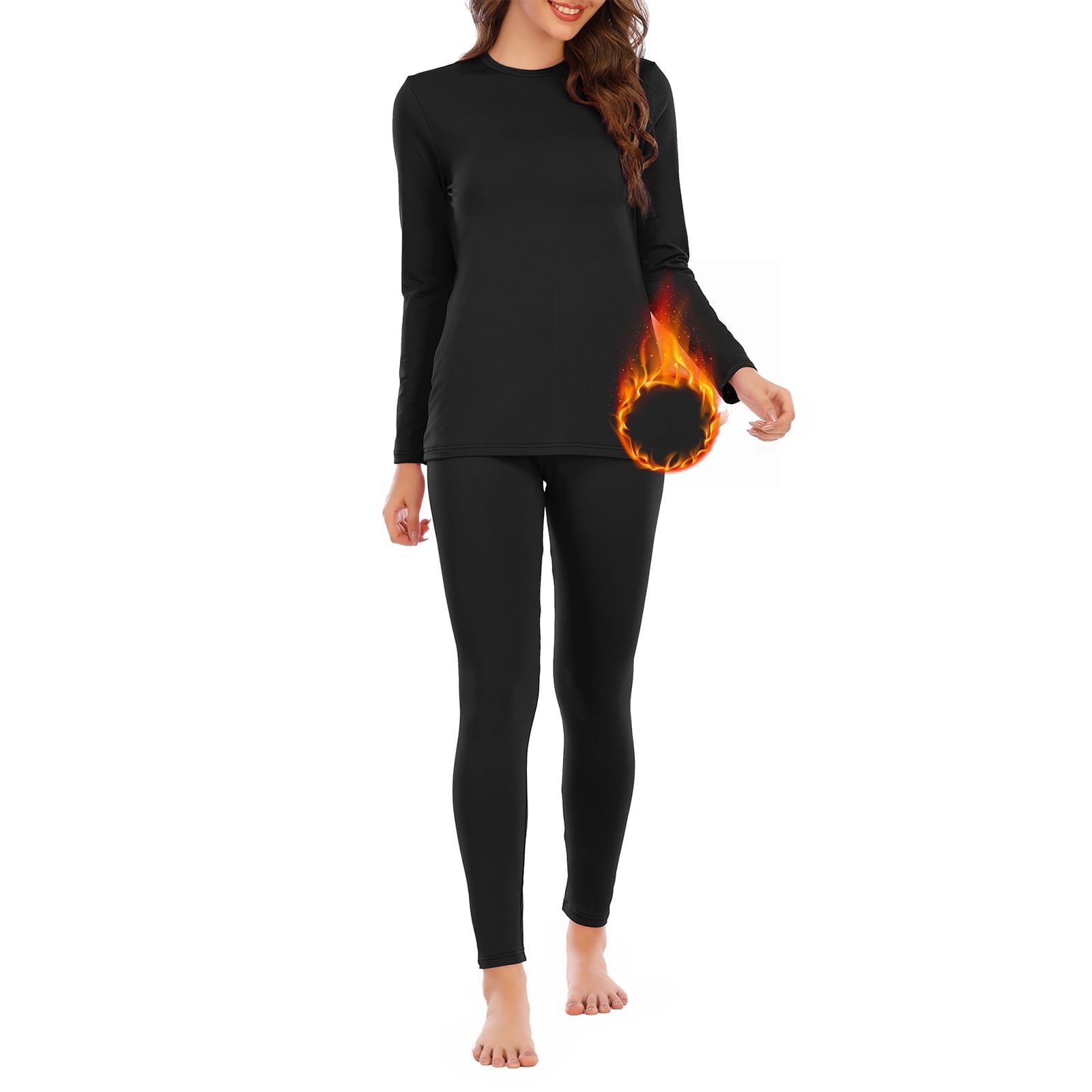 Patelai 2 Sets Women's Thermal Underwear Set Warm Fleece