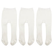 American Trends Toddler Cotton Tights Cable Knitted Stockings Girl Seamless Infant Girl Tights Non-slip Girls Leggings 3 Pack White S