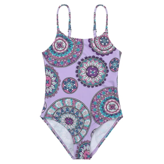 American Trends Toddler Girls Bathing Swimsuit One Piece Swimsuits for Toddler Girls Bathing Suit for Baby Girl Flower Purple 6-7 Years