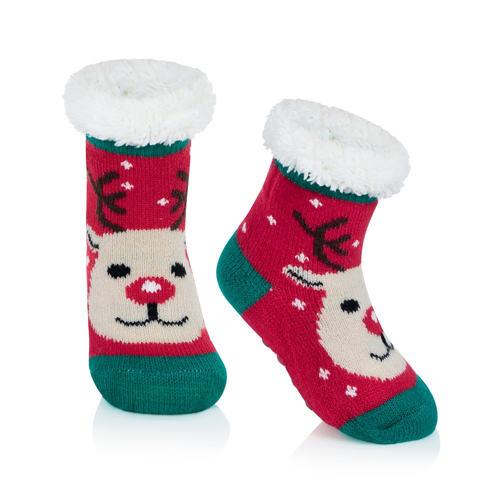 American Trends Toddler Kids Fuzzy Christmas Socks Baby Winter Slipper