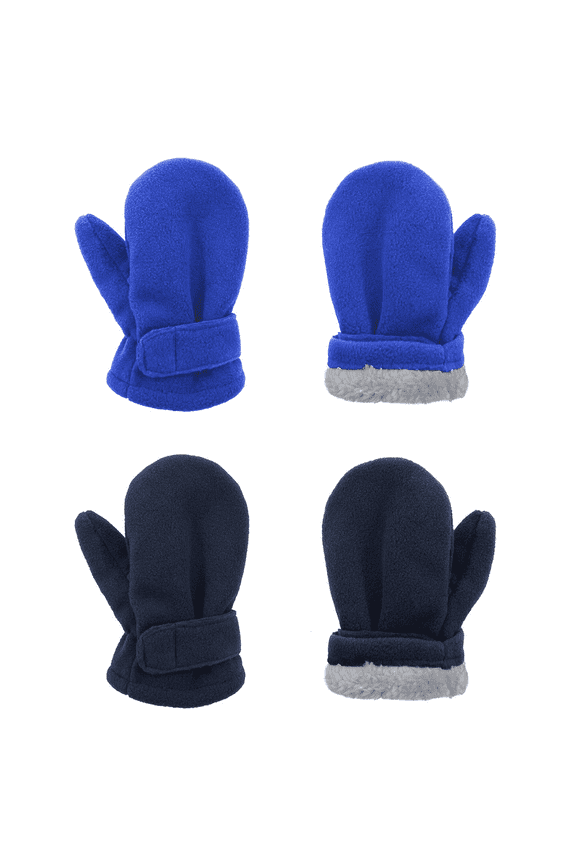 Toddler Mittens Unisex Fleece Lined Gloves Baby Winter Mittens for Kids -2 Pairs XL; Navy & Royal Blue