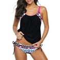 thumbnail image 1 of Ponceau Two Piece Tankini Bathing Suits for Women Tummy Control Swimsuit Tankini Top with Boyshorts Plus Size Swimwear Black Red Floral XL, 1 of 5