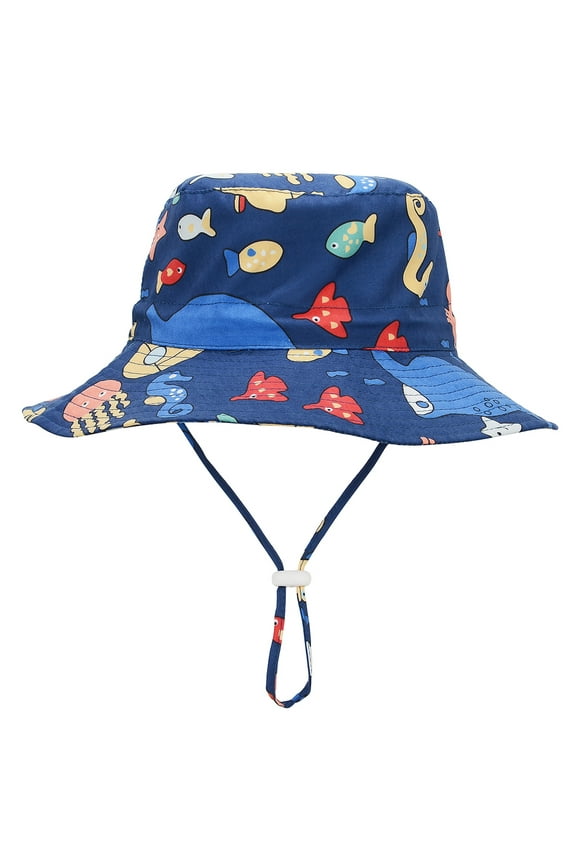 UPF 50+ Baby Boy Sun Hat Sun Protective Cute Wide Brim Summer Kids Beach Bucket Hats Toddler Sun Hats for Girl Ocean XL