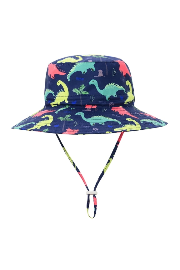UPF 50+ Sun Protection Sun Hats Wide Brim Beach Bucket Hats for Baby Boys Girls Cute Toddler Hats Navy Dinosaur S