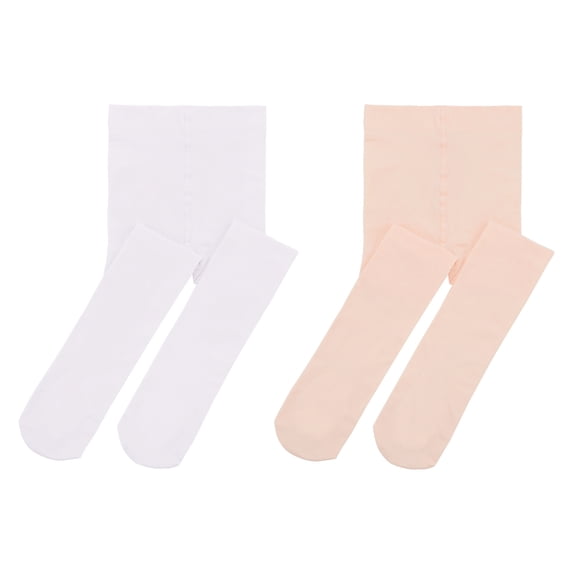American Trends Ultra-Soft Ballet Dance Tights for Kids Super Elasticity School Uniform Tights for Girls Soft Athletic Leggings Infant White & Pink XL
