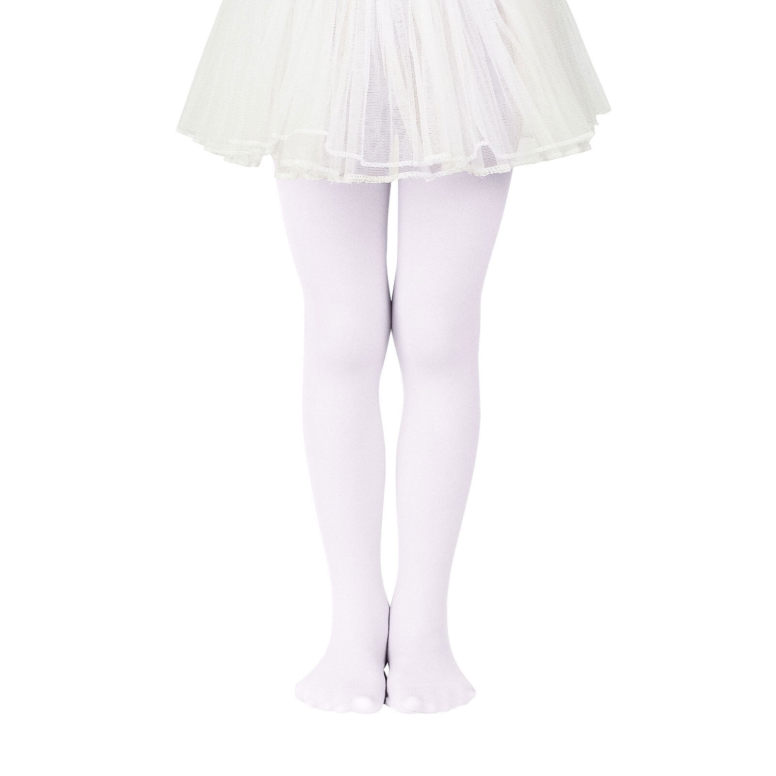 American Trends Ultra-Soft Ballet Dance Tights for Kids Super Elasticity  School Uniform Tights for Girls Soft Athletic Leggings Infant White M