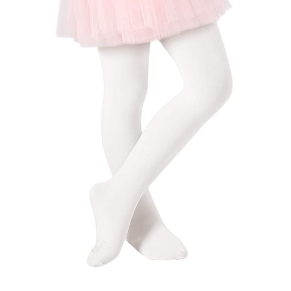 American Trends Ultra-Soft Ballet Dance Tights for Kids Super Elasticity School Uniform Tights for Girls Soft Athletic Leggings Infant White XL