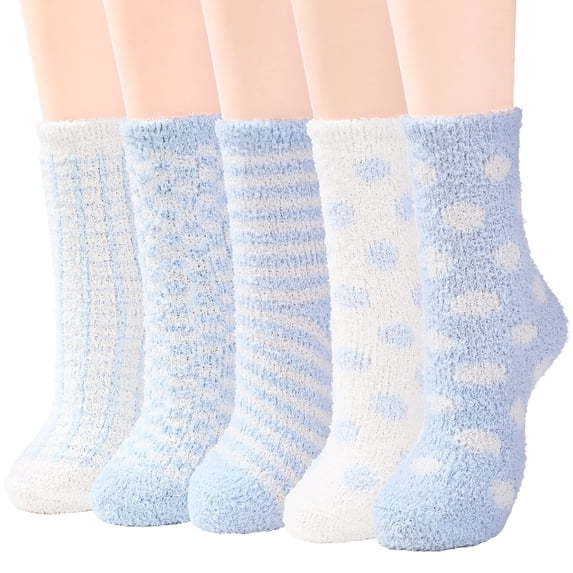 American Trends Fuzzy Socks for Women Warm Winter Slipper Socks Soft Casual Sleeping Socks Cozy Crew Socks