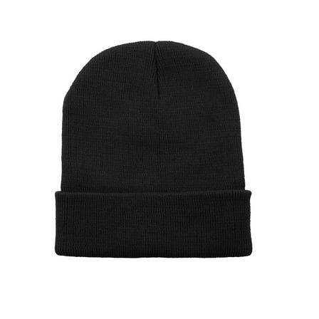 American Trends Winter Hats for Men Women Slouchy Cuffed Beanies Soft Plain Knit Hats Skull Caps Unisex Black