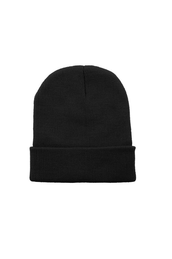 Winter Hats for Men Women Slouchy Cuffed Beanies Soft Plain Knit Hats Skull Caps Unisex Black