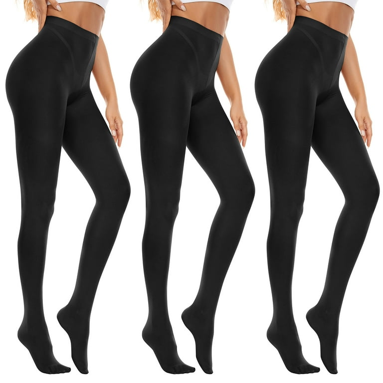American Trends Women s 3 Pack 80 Denier High Waist Control Top Footless Opaque Run Resistant Dance Pantyhose Black Walmart