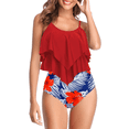 thumbnail image 1 of Ponceau Women's Tankini Swimsuits Two Piece High Waisted Bathing Suit for Women Best Tummy Control Swimwear Red Print XL, 1 of 5