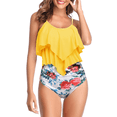 thumbnail image 1 of Ponceau Women's Tankini Swimsuits Two Piece High Waisted Bathing Suit for Women Best Tummy Control Swimwear Yellow Red Flower L, 1 of 5