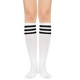 thumbnail image 1 of American Trends Womens Knee High Athletic Socks Casual Stripe Tube Outdoor Sport Socks Thigh High Tights Stockings 1 Pack White Black, 1 of 4