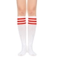 thumbnail image 1 of American Trends Womens Knee High Athletic Socks Casual Stripe Tube Outdoor Sport Socks Thigh High Tights Stockings 1 Pack White Red, 1 of 4