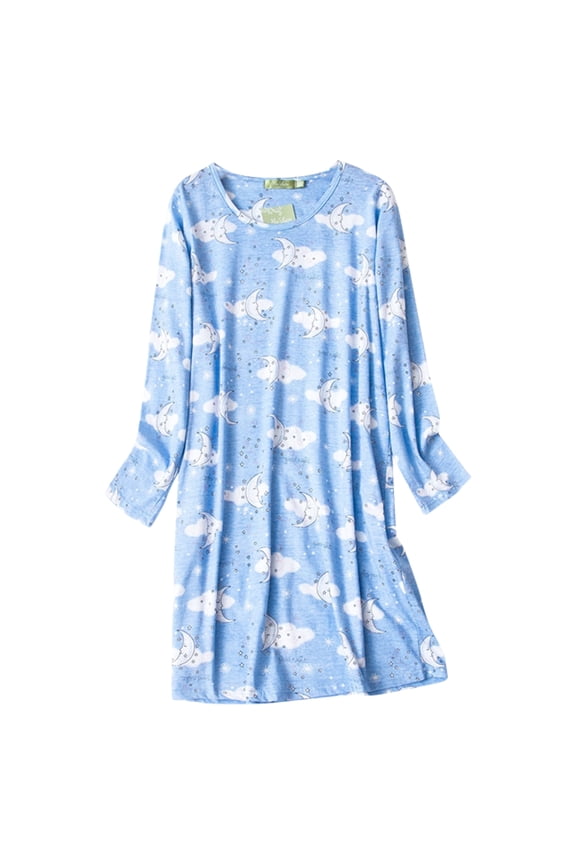 Womens Long Sleeve Nightgowns Cotton Nightgowns Sleep Shirt for Women Soft House Dresses Night Gown for Ladies