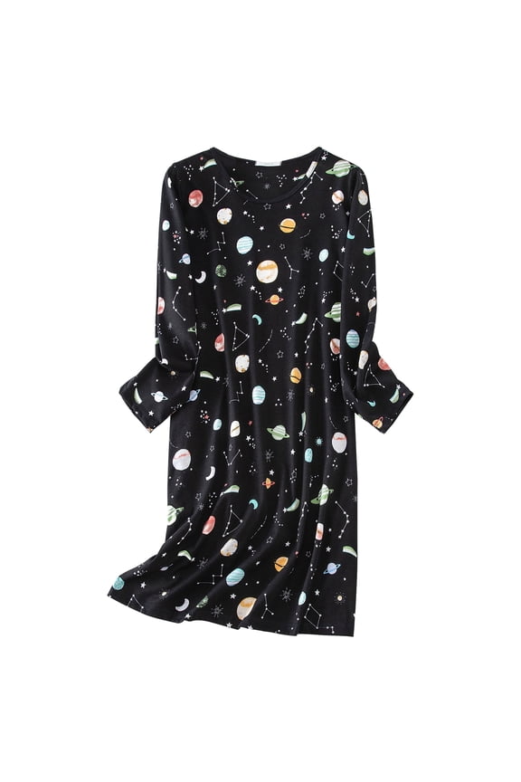 Womens Long Sleeve Nightgowns Cotton Nightgowns Sleep Shirt for Women Soft House Dresses Night Gown for Ladies