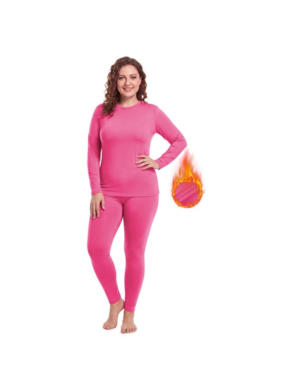Womens Thermal Underwear Set Milk Silk Fleece Lined Long Johns Base Layer 4-Way Stretch Warm Pajama Set for Women Cold Weather