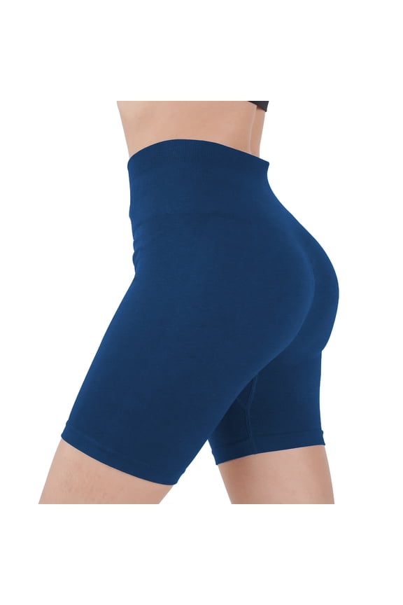 Workout Shorts for Women Seamless Elastic Spandex Shorts Gym Yoga Running Athletic Sports Shorts for Women Dark Blue S