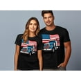American Truck Graphic TShirt, Patriotic Flag Truck Top, Vintage