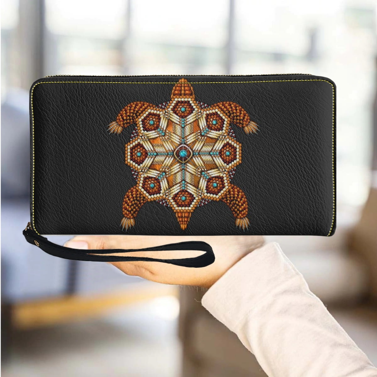 Qwalnely Sea Turtle Wallet - PU Leather Phone Purse With Card Slots & Zippered Coin Pocket | Blue Waterproof Design