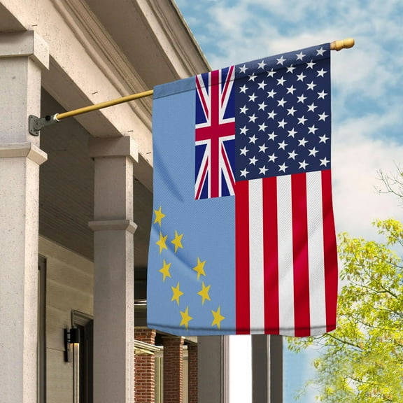 American Tuvalu Flag Tuvaluan Friendship U.S.A Memorial Day Patriotic For Garden Flag (11.5x17.5) Double Sided-USA Flags Premium Polyester-Decorative Indoor Outdoor Flag