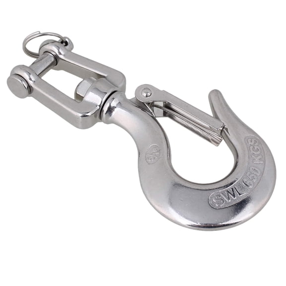 American Type 304 Stainless Steel Swivel Lifting Chain Hook Clevis Type with Latch 650KG Working Load Limit