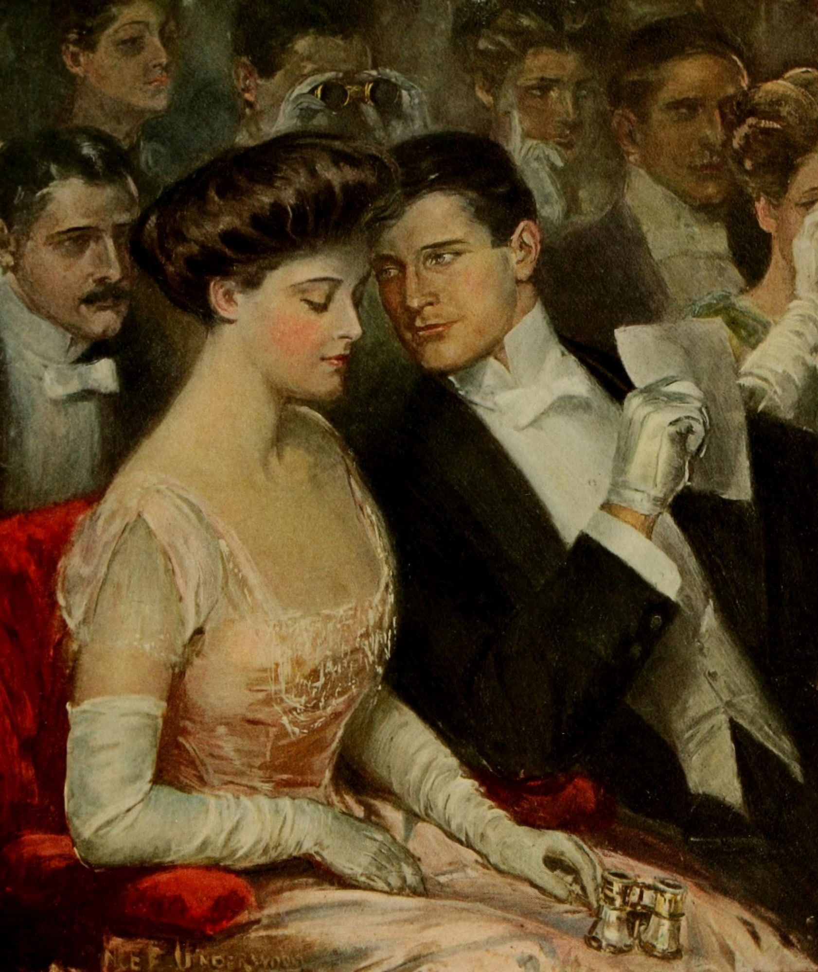 American Types 1912 The only two at the opera Canvas Art - Clarence F Underwood (24 x 36)