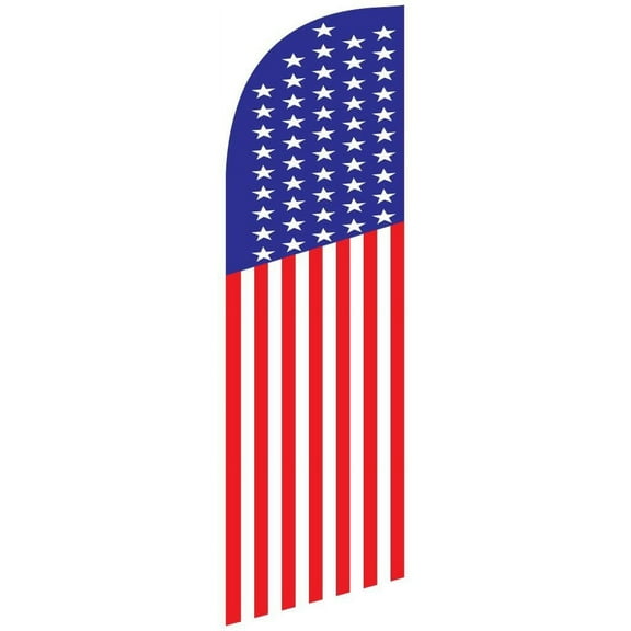 American US Banner Flag 50 Stars Feather Banner Flag Sign with Flag Pole, Ground Stake, and Travel Bag