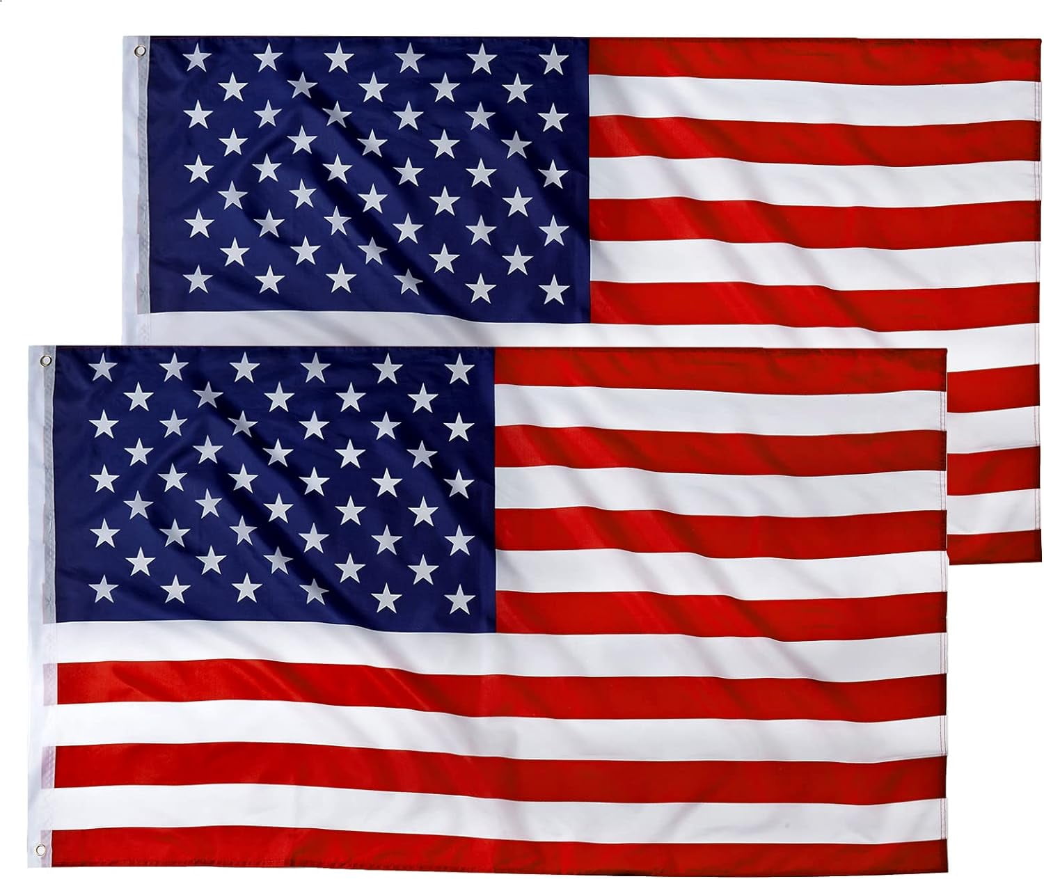 3x5 Ft American Flag Set with Durable Brass Grommets