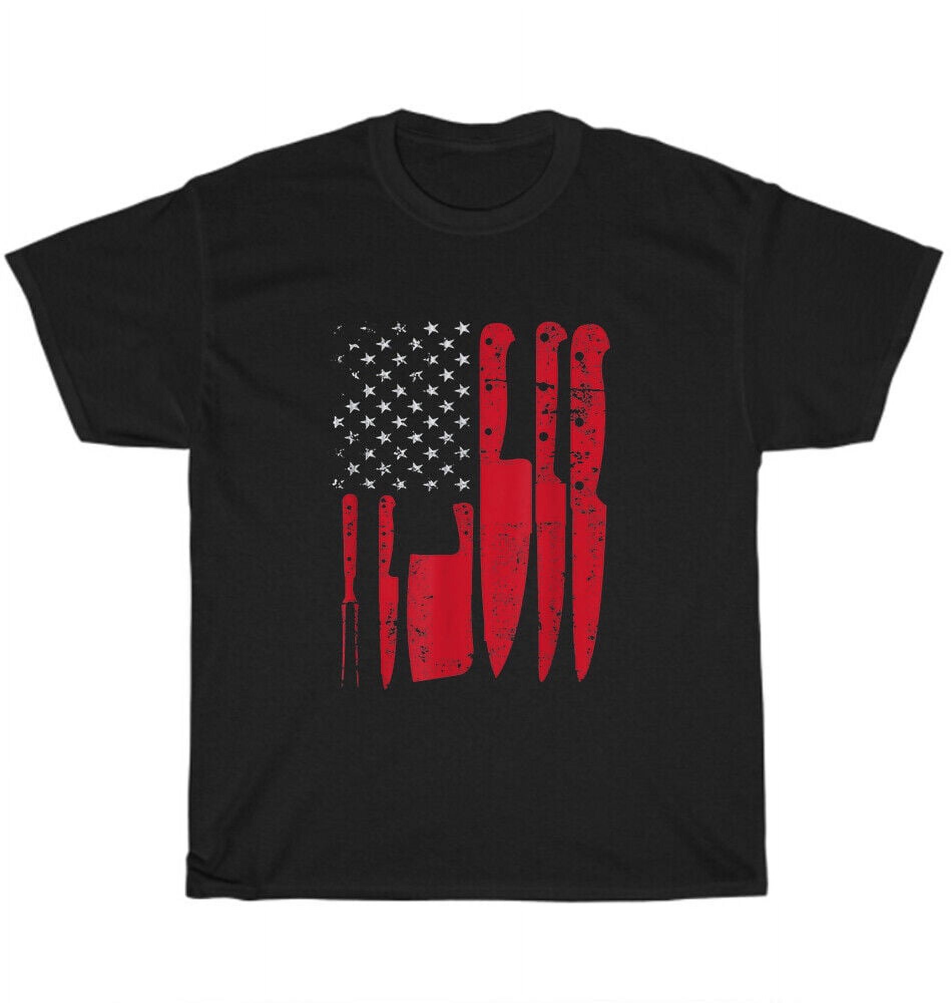 American US Flag Kitchen Butcher Knife Set Tools TShirt Unisex Funny