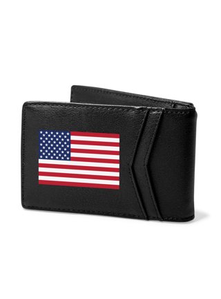 Handcrafted Men's Bi-Fold Wallet - Rustic American Flag Print On Vegan Leather 12 thumbnail image