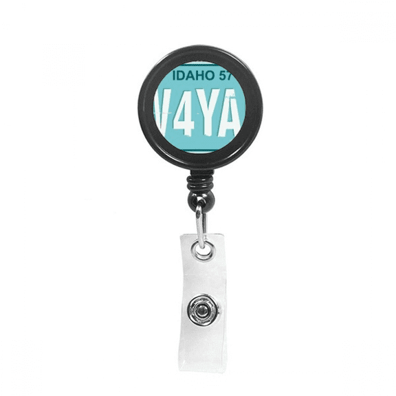 American USA Car Licence Plate Number Retractable Keychain Badge Holder ID Badge