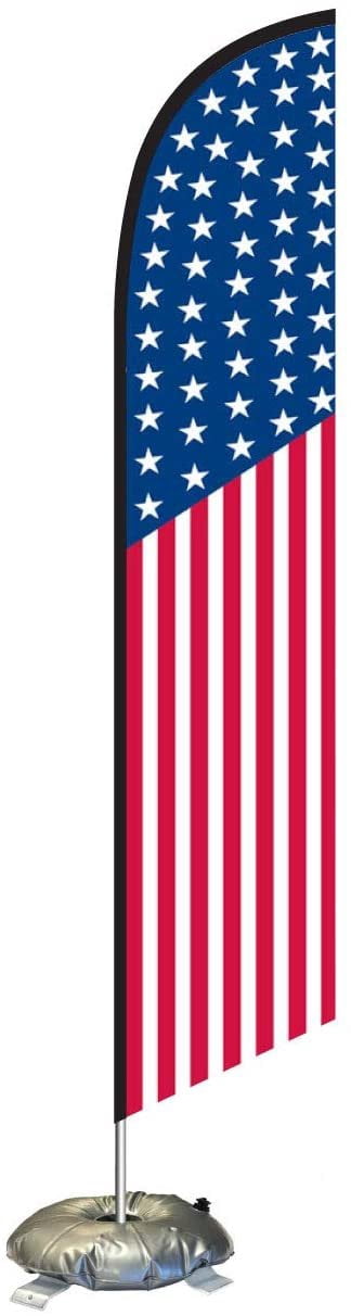 American USA Feather Flag Kit with Cross-Base and Weight-Donut, Outdoor Advertising Banner Swooper Flag
