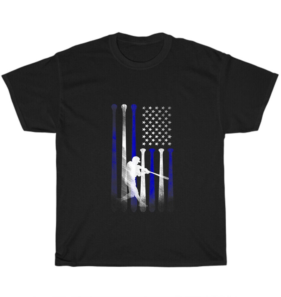 American USA Flag Baseball Player Softball Sport Game TShirt Unisex