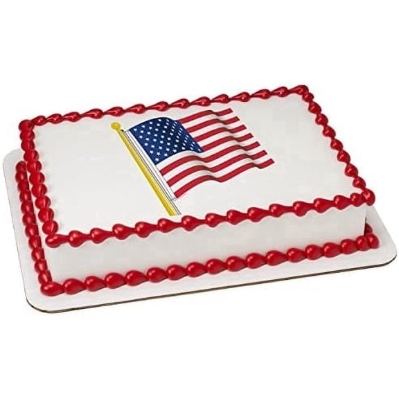 American USA Flag Edible Icing Image Cake Topper, by Tnct.
