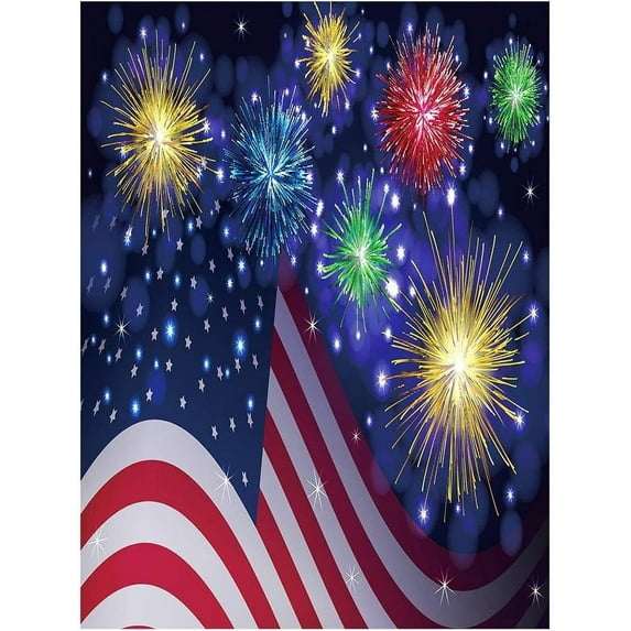 American USA Flag Independence Day Polyester House Flag Banner 28" x 40", Colorful Firework Happy Memorial Day July of 4th Double Sided Garden Flags for Anniversary Yard Outdoor Decoration