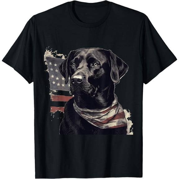 American USA Flag Lab Owner Black Labrador Retriever T-Shirt