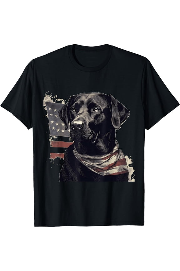 American USA Flag Lab Owner Black Labrador Retriever T-Shirt