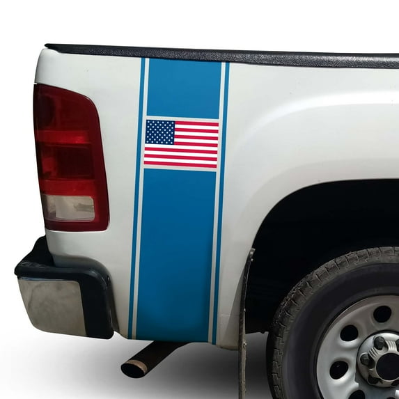 American USA Flag Racing Stripes Rear Truck Bed Vinyl Decal Sticker Sport Lines Styling Straight Lines Compatible with Most Pickup Trucks - Back Graphic Sporting (11" x 35", Pink)